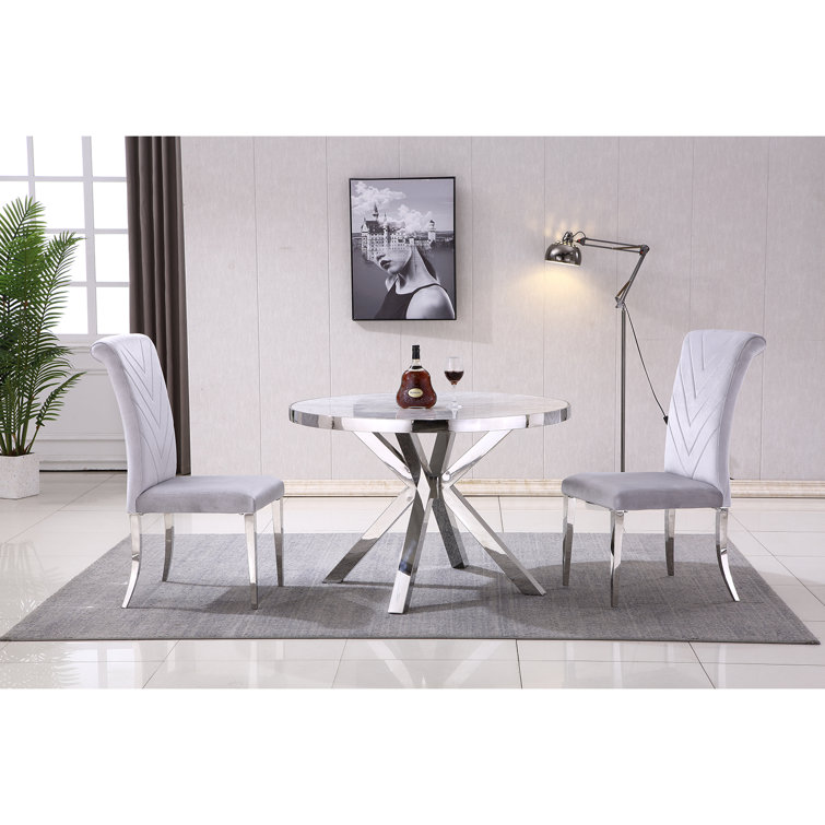 Gray dining chairs discount with silver legs